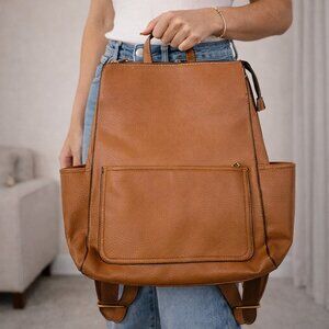 Mia & Luca Cognac Faux Leather Backpack Purse